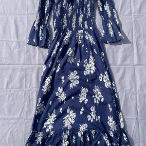 Polo Ralph Lauren Blue & White Women’s Floral Print Maxi Dress -large